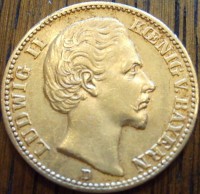 5 Mark Bayern Ludwig II 1877 ( 1.79 Gramm Gold fein )