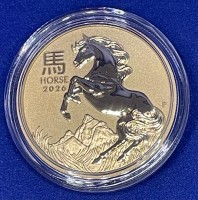 1/2 oz Gold Perth Mint Lunar 2026 Pferd / Horse in Original-Kapsel Australien / Australia aktuell mit Charles Effigy