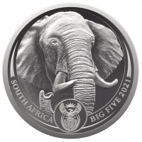 1 oz Platin Big Five Proof Elefant / Elephant Südafrika 2021 inkl. Box / COA ( diff.besteuert nach §25a UStG )