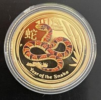 1/10 oz Gold PROOF Perth Mint " Lunar Hase II 2013 Snake " in Kapsel