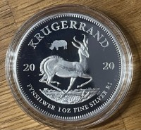 1 oz Silber Proof 2020 Krügerrand Rhino " Big Five " South African Mint / 1te Serie - in Kapsel / SA Mint ( diff.besteuert nach §25a UStG ) -
