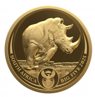 1 oz Gold " Big Five " Rhino / Nashorn 2025 inkl. der Box South African Mint und COA ( max. 500 Stk )