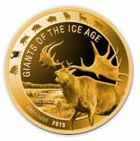 1 Gold Ghana 2019 " Riesenhirsch - Giganten der Eiszeit " in Kapsel - max 1.000