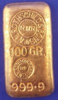100 Gramm Gold Barren Rothschild ( gegossen ) - Montagu Gegenstempel