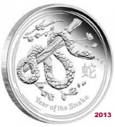 10 oz Silber Lunar II Schlange 2013 in Kapsel ( diff.besteuert nach §25a UStG )
