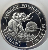 1 oz Silber Somalia Elefant 2010 mit Motiv 2009 - Fehlprägung ( ggf. altersbedingt angelaufen ) ( diff.besteuert nach §25a UStG )