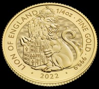 1/4 oz Gold Royal Mint / United Kingdom " Royal Tudor Beast Lion of England "