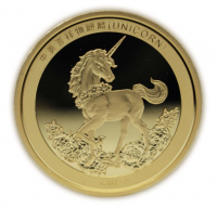 1 oz Gold China Unicorn 25th Anniversary PU Restrike - max 100 Stk