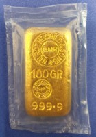 100 Gramm Gold Barren Rothschild ( gegossen ) - Montagu Gegenstempel - eingeschweisst in Folie der WGZ Bank