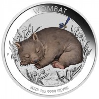 1 oz Silber COLOR Australien Wombat 2023 in Coincard Perth Mint inkl. Memorial Effigy 1952-2022 - max. 2.500 ( diff.besteuert nach §25a UStG )