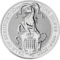 10 oz Silber Royal Mint / Queen's Beast " Yale of Beaufort 2020 " in Kapsel ( diff.besteuert nach §25a UStG )