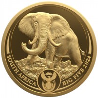 1 oz Gold Elefant / Elephant 2024 Proof in Box / COA " Big Five " South African Mint - max 500 - 3te Serie