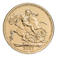 2027 Grossbritannien / UK Full Sovereign - Charles III mit 7,32 Gramm Gold fein in Gelbgold ( Inschrift:  „HONI SOIT QUI MAL Y PENSE )