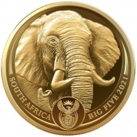 1 oz Gold Elefant / Elephant 2021 Proof in Box / MIT COA " Big Five " South African Mint - max 500