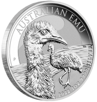 1 oz Silber Perth Mint " Emu 2022 " in Kapsel - max Mintage 30.000 ( diff.besteuert nach §25a UStG )
