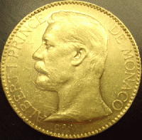 100 Francs Monaco Albert I 1896 Kopf links ( 29.05 Gramm Gold fein )