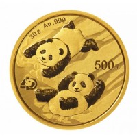 30 Gramm Gold Panda 2022 in Folie - 500 Yuan ( Privy 40 years )