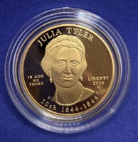 1/2 oz Gold Proof USA First Spouse Julia Tyler in Kapsel