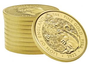 1 oz Gold Royal Mint / United Kingdom " Royal Tudor Beast Lion of England "
