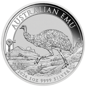 1 oz Silber Perth Mint Australian EMU 2026 in Original-Kapsel Australien / Australia aktuell mit Charles Effigy