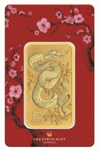 1 oz Gold Barren Perth Mint Lunar Schlange / Snake im Blister mit Kirschblüten - max. 30.000