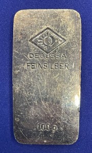 100 Gramm Barren Degussa Sargform oxidiert ( inkl. gültiger gesetzl. Mwst )
