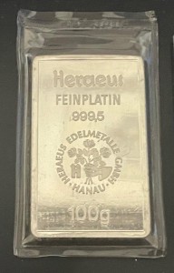 100 Gramm Platin Barren div Hersteller / LPPM zertifizierte Hersteller