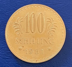 100 Schilling Gold - 1. Republik - 21.17 Gramm Gold fein
