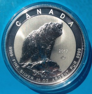 10 oz Silber Canada " Grizzly " in Kapsel auf Original in Folie ( diff.besteuert nach §25a UStG )
