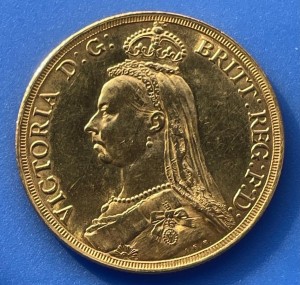 Double Sovereign 1887 Victoria mit Krone ( 14,64 Gramm Gold fein )