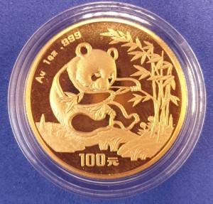 1 oz Gold China Panda 1994 in Kapsel