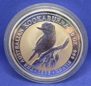 10 oz Silber Kookaburra 1995 in Kapsel ( diff.besteuert nach §25a UStG )