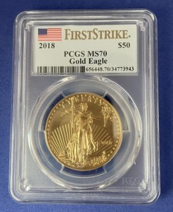 1 oz Gold PCGS MS70 USA Eagle  2018 - First Strike