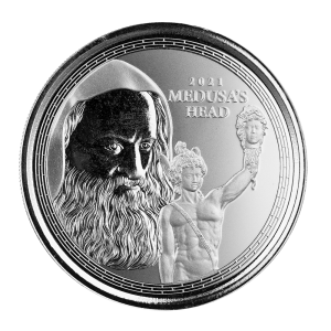 1 oz Silber PROOFLIKE Gibraltar 2021 Perseus mit Medusas Kopf Scottsdale Mint / in Kapsel / Chipboard - max 10.000 ( diff.besteuert nach §25a UStG )