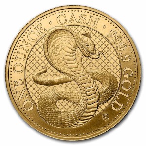 1 oz Gold St. Helena Cobra 2022 India Wildlife / Cash / inkl. Box & COA ( max 200 Stk )