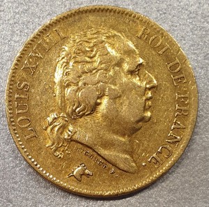 40 Francs Frankreich Louis XVIII 1817 A  ( 11,62 Gramm Gold fein )