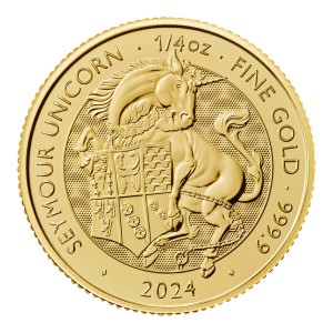 1/4 oz Gold Royal Mint / United Kingdom " Royal Tudor Beast Unicorn  "