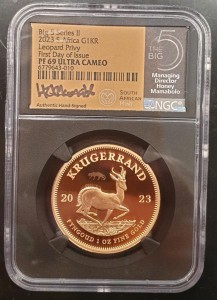 1 oz Gold Krügerrand Privy Leopard NGC PF69 Ultra Cameo im Slab - max.100 Auflage