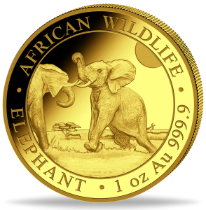 1 oz Gold Somalia Elefant 2024 in Kapsel