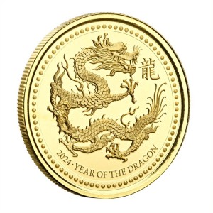 1 oz Gold Scottsdale Mint Lunar Drache 2024 in Kapsel / Box - max 888 Stück