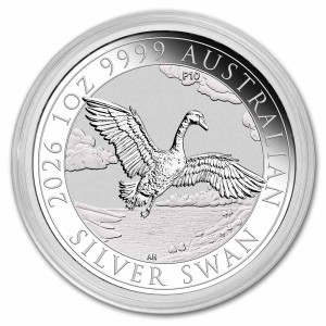 1 oz Silber Perth Mint ANNIVERSARY SWAN / SCHWAN 2026 in Original Kapsel inkl. Charles III Effigy auf der Rückseite