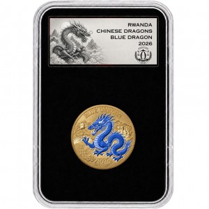 1/12 oz Gold Ruanda " BLUE DRAGON "  REVERSE PROOF im SLAB - max. 88 Gesamt