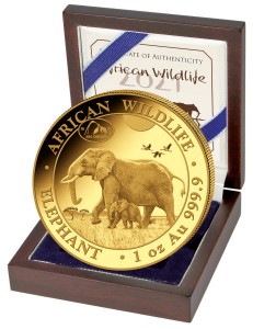 1 oz Gold Somalia Elefant " Chicago 2021 " inkl. COA / BOX- max. Auflage 100