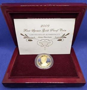 1/2 oz Gold USA First Spouse Gold Anna Harrison in Box / Umverpackung in Kapsel und COA - Proof