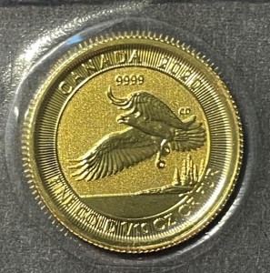 1/10 oz Gold Canada 2020 Bald Eagle in Folie mit Queen Effigy