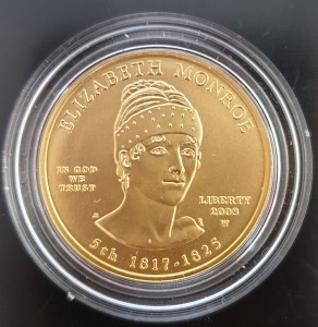 1/2 oz Gold USA First Spouse Gold BU "Elizabeth Monroe"  (Münze in Kapsel/ohne Box) - roter Punkt auf der Rückseite