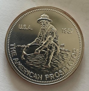 1 oz Silber Rounds " Prospector " Engelhard USA 1980iger Jahre / ggf. altersbedingt leicht oxidiert ( inkl. gültiger gesetzl. Mwst )