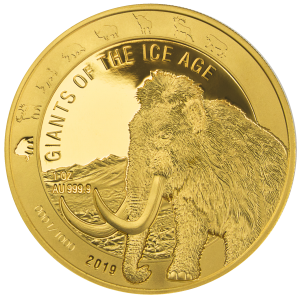 1 Gold Ghana 2019 " Wollmammut - Giganten der Eiszeit " in Kapsel - max 1.000