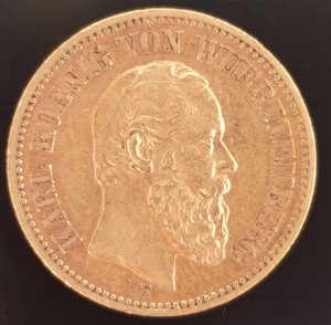 20 Mark Karl König von Württemberg 1873  ( 7,16 Gramm Gold fein )