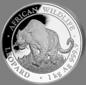 1 Kilogramm / 1000 Gramm Silber Somalia Leopard 2023 in Kapsel / Lieferzeit Juli 23
